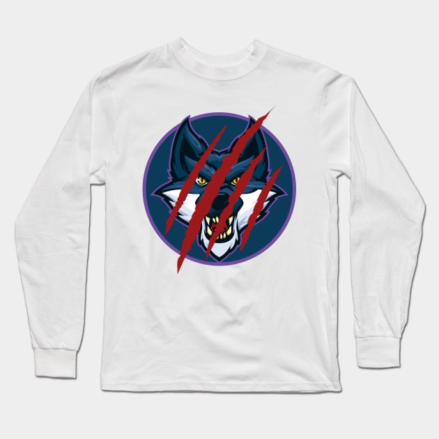 wolf with scratched face Long Sleeve T-Shirt by Dress Well Shop